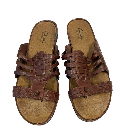 Clarks Sandal Toe Thong Reba Tan Size 8M Brown Slip On - Picture 1 of 4